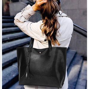 Bags - Black Women's Soft Leather Tote Shoulder Bag Bags - Black Women's Soft Leather Tote Shoulder Bag